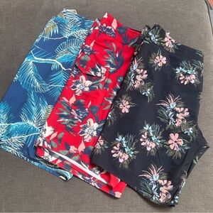Volcom size 38 bundle of 3 board shorts swim trunks tropical floral